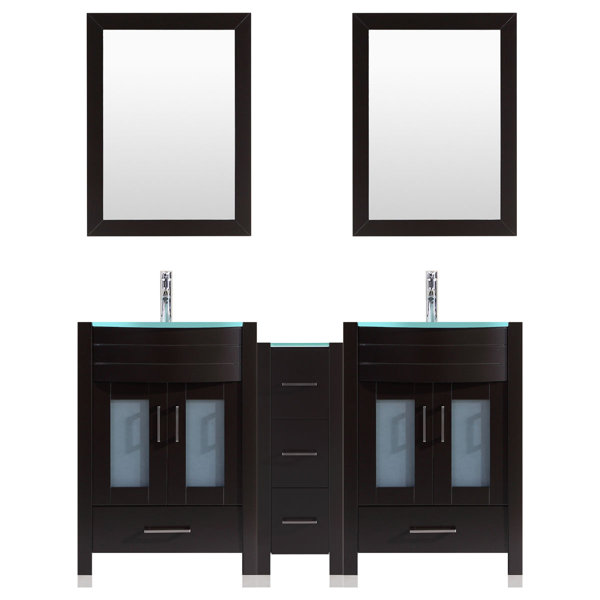 Orren Ellis Marguez 84" Double Bathroom Vanity Set with Mirror